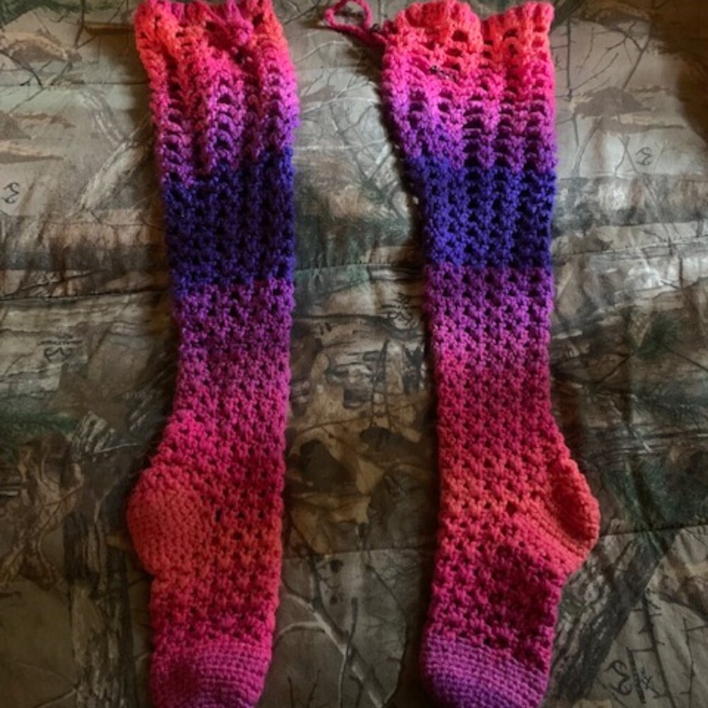Thigh High Crocheted Socks